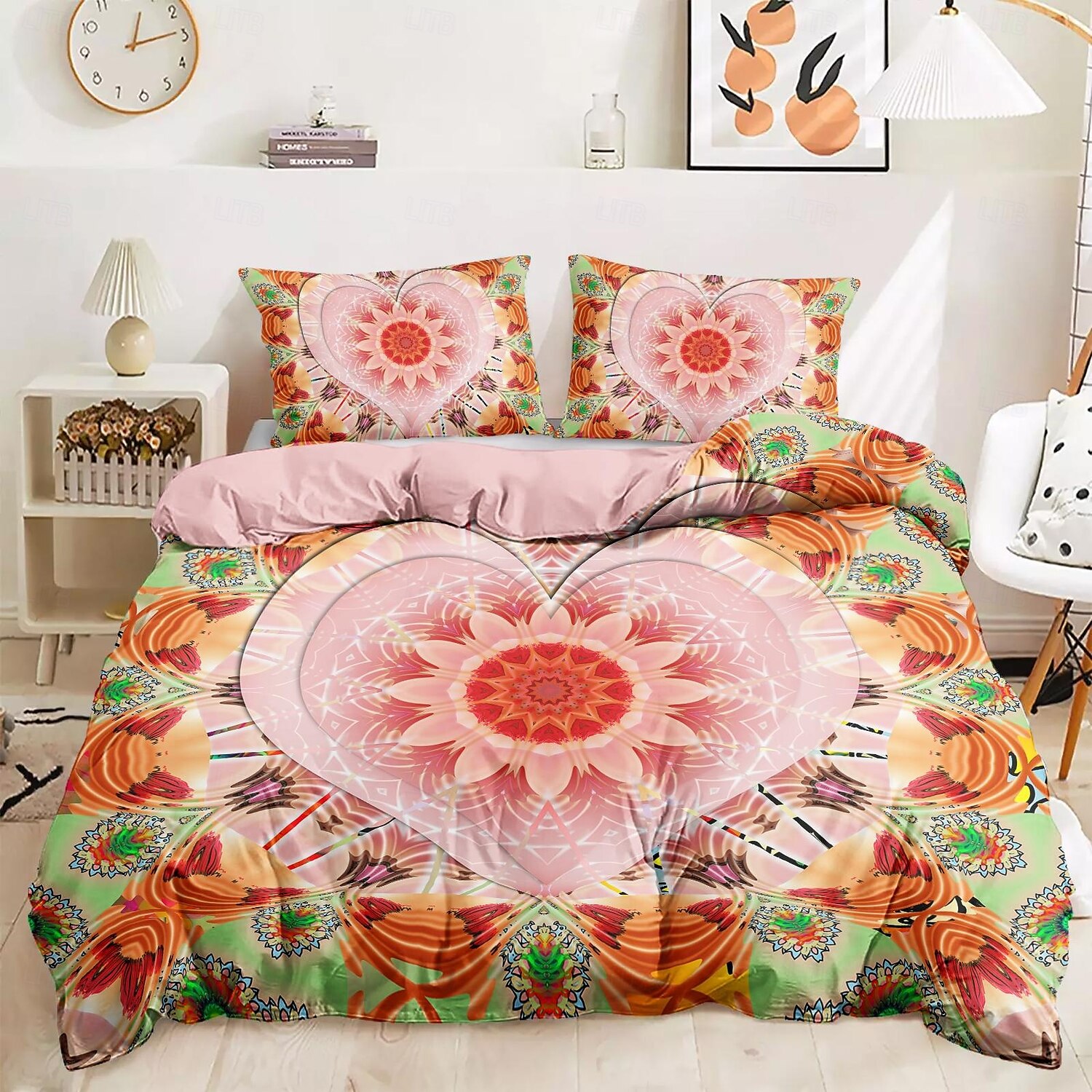 Juego de Funda de Edredón Bohemio Corazón 100% Algodón Suave y Transpirable Ropa de Cama con Impresión Cubierta de Edredón Ligera y Duradera Cómoda para Todas las Estaciones Fácil de Cuidar 2025 - $60.99 –P4