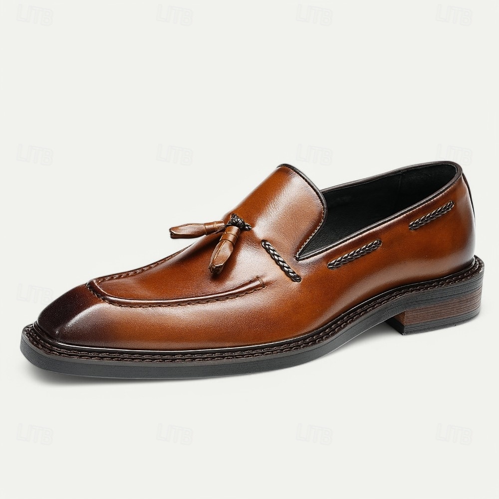 mocassini da uomo in vera pelle fatti a mano - scarpe eleganti con nappine marroni di prima qualità per il kentucky derby, occasioni formali e di lavoro del 2026 a $109.99 –P4