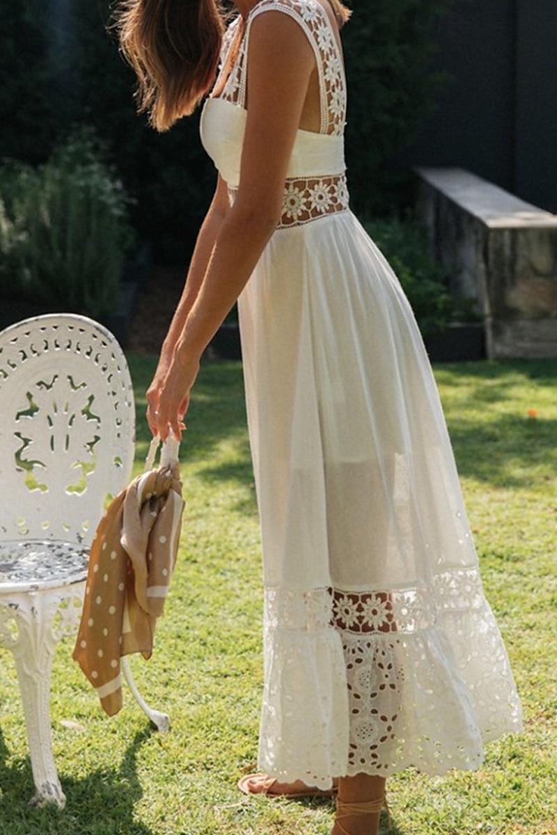 Women's Midi Dress White Dress Graduation Dress Elegant Fashion Modern Vacation Birthday Going out Regular Fit Plain Sleeveless U Neck White Summer 2025 - $32.99 –P10