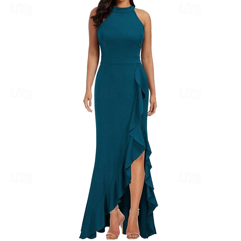 Damen Langes Kleid Maxikleid Partykleid Cocktailkleid Kleid für Hochzeitsgäste Mode Hochzeit Party Besonderer Anlass Normale Passform Einfach Ärmellos Rundhalsausschnitt Schwarz Wein Marineblau 2025 - $28.99 –P1