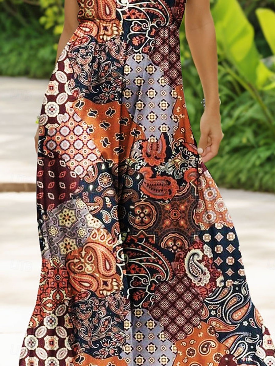 Mujer Vestido maxi Vestido de verano Vestido de una línea Vestido lencero Vestido plisado Vacaciones Casual Boho Playa Ajuste regular Graphic Cosecha Bohemio Sin Mangas Escote en U Camiseta con 2025 - $35.99 –P3