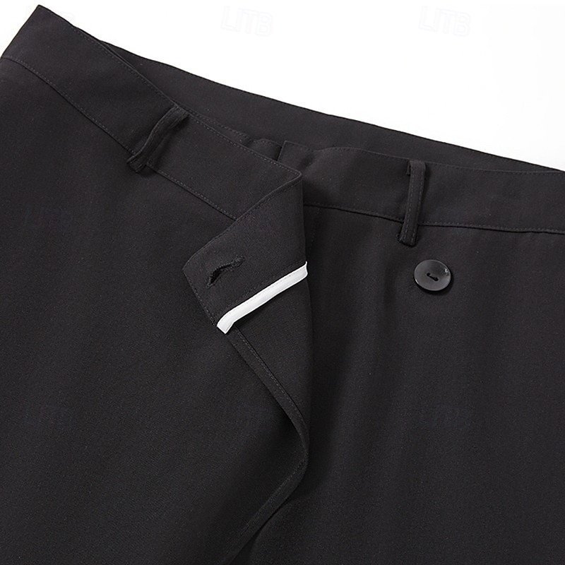 Men's Dress Pants Trousers Pocket Layered Straight Leg Plain Comfort Soft Knee Length Formal Outdoor Daily Elegant Fashion Black White Micro-elastic 2025 - $29.99 –P4