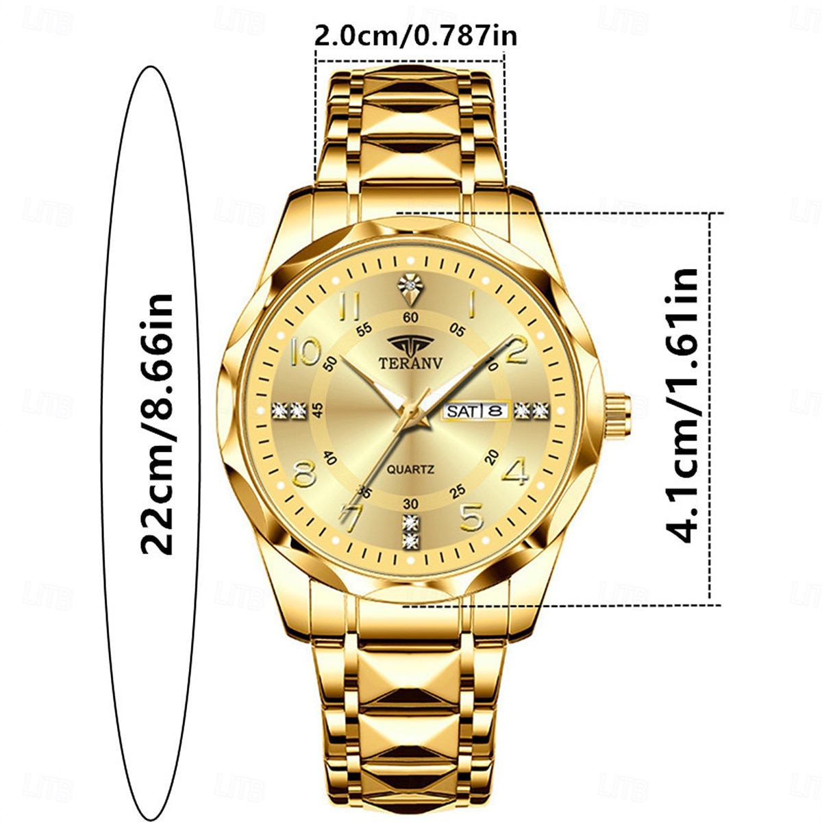Fashionable Men's Quartz Watch Rhombus Digital Dial Dual Calendar Luminous Waterproof Steel Strip Watch Rhinestone Decoration Watch Business Watch Gift Preferred 2025 - $31.99 –P4