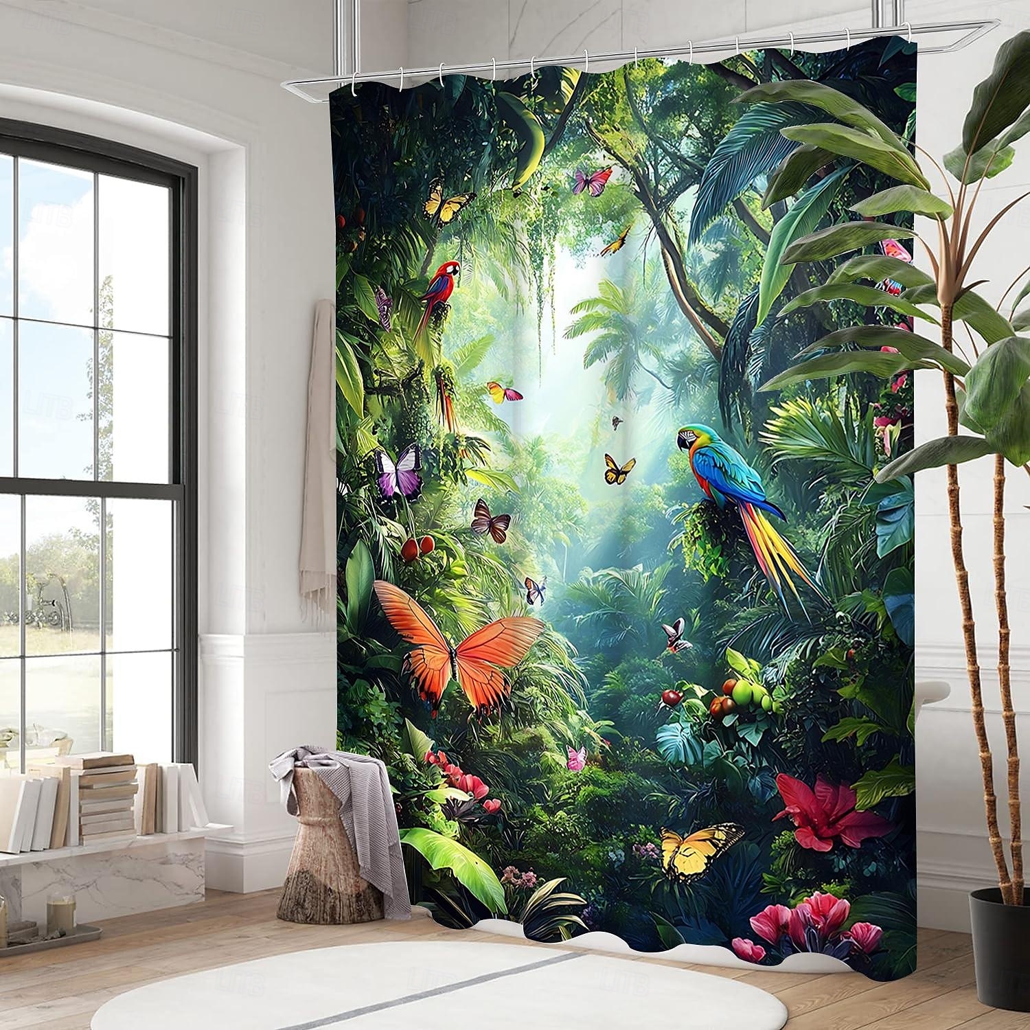 Shower Curtain with Hooks 180cm*180cm(70"*70") Polyester Machine Washable Waterproof Tropical Rainforest Flowers Pattern 2025 - $19.99 –P16