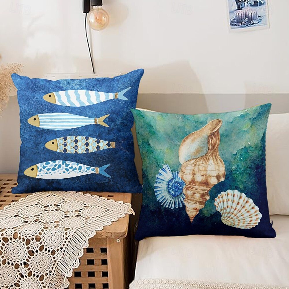 Capa de Almofada Decorativa com Conchas do Oceano 1PC Almofada Quadrada Macia para Sofá Capa de Almofada para Quarto Sala de Estar Cadeira de 2025 por $12.99 –P7
