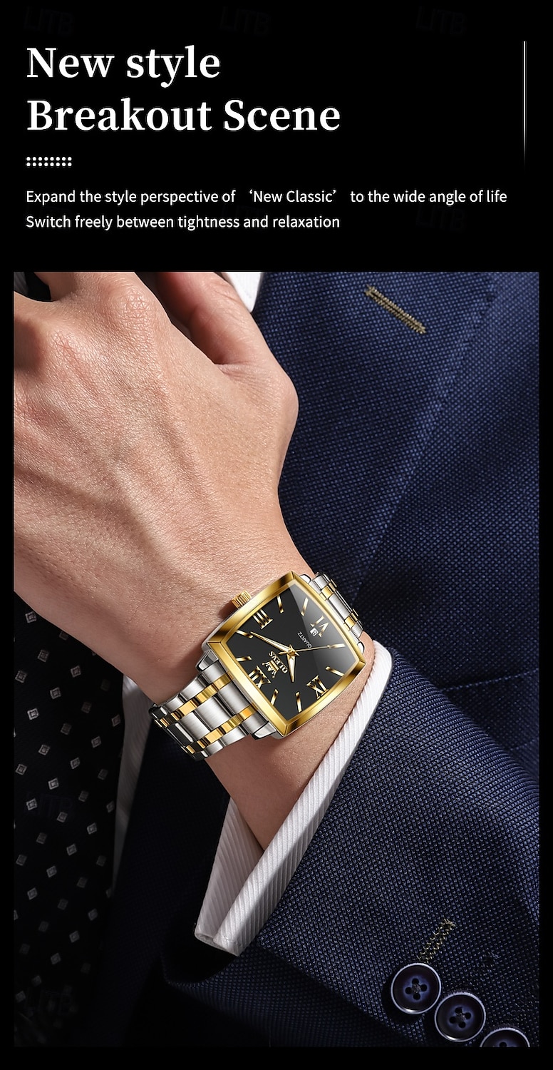 OLEVS 2969 Men's Fashion Square Watch, Waterproof, Luminous Stainless Steel, Automatic Date, Modern Quartz Movement 2025 - $47.99 –P3