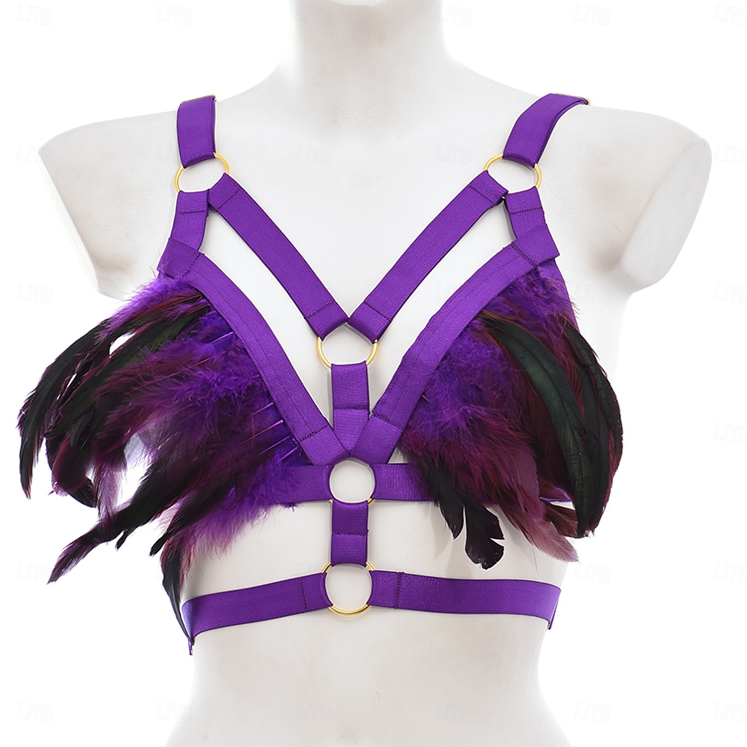 Drag Queen Stolz Regenbogen Feder-Bralette Harness-BH Erwachsene Damen Sexy Kostüm Pride Parade Pride-Monat Halloween Karneval Einfaches Karnevalskostüm 2025 - $20.99 –P7