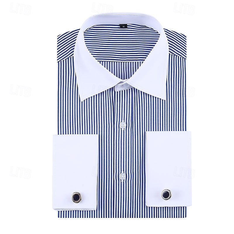 Men's Shirt Dress Shirt Button Up Shirt Line Wedding Daily Black Blue Dark Blue Violet Long Sleeve Turndown Spring &  Fall Clothing Apparel Pocket 2025 - $31.99 –P4