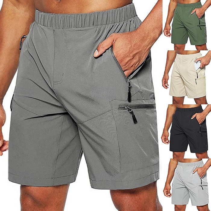 Pánské Šortky s kapsami Neformální šortky Elastický pas Kapsa na zip Pevná barva Ripstop Prodyšné Venkovní Denní Základní Na běžné nošení Černá Zelená 2026 - $24.99 –P5
