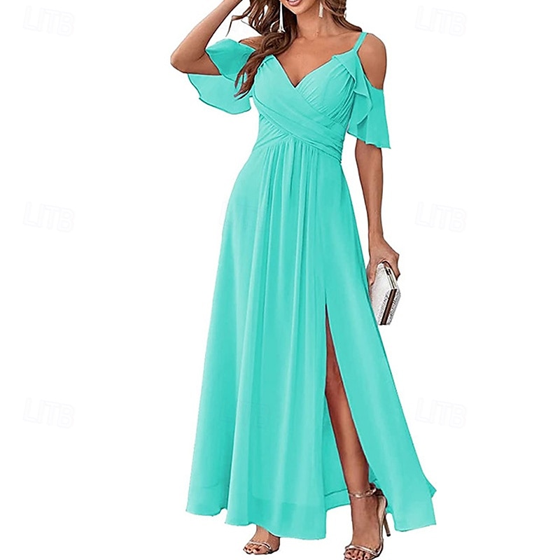 Femmes Robe Longue Maxi Robe Robe de Bal Robe de Soirée Robe de Cocktail Mode Soirée Occasion Spéciale Date Coupe régulière Uni Manche Courte Col en V Jaune Vert Claire Bleu Vert Été de 2025 ? $31.99 –P6