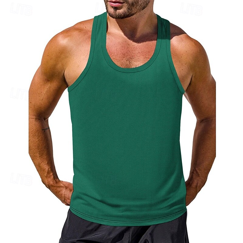 Men's Tank Top Vest Top Undershirt Sleeveless Shirt Sleeveless Crew Neck Summer Plain Fashion Designer Basic Classic Vacation Street Going out Black White Wine Top Tee for Men 2025 - $12.49 –P9
