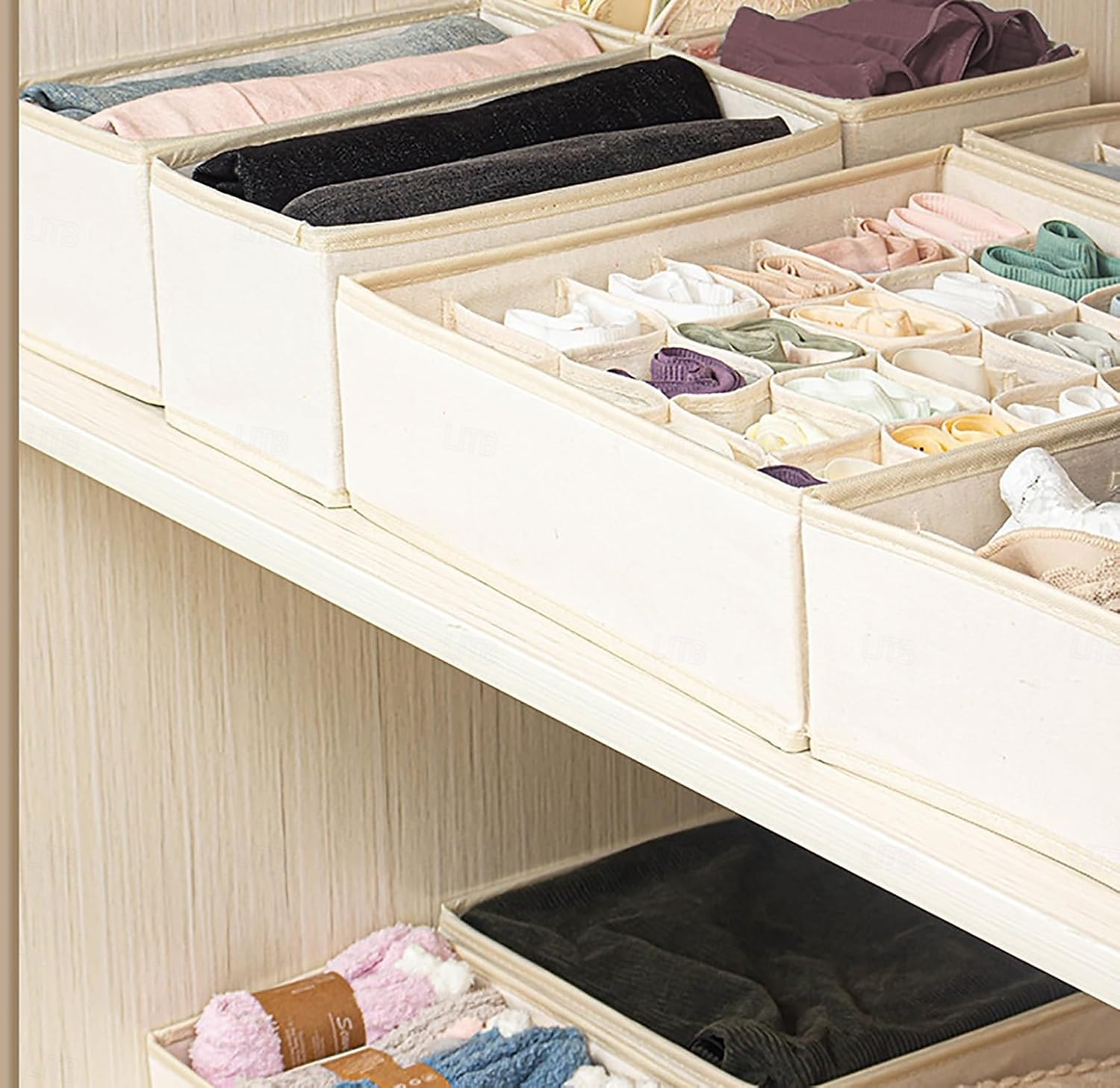 Set di 4 contenitori per calzini e biancheria intima, contenitori portaoggetti in cotone e lino lavabili di alta qualità, organizer per biancheria intima e reggiseni, set per riporre vestiti e del 2025 a $13.49 –P6