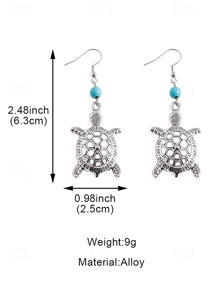 Women's Sea Turtle Drop Earrings – Boho Beach Style Dangle Earrings with Turquoise Bead Accent, Lightweight Ocean-Inspired Jewelry for Summer Vacations and Coastal Outfits 2026 - $5.99 –P5