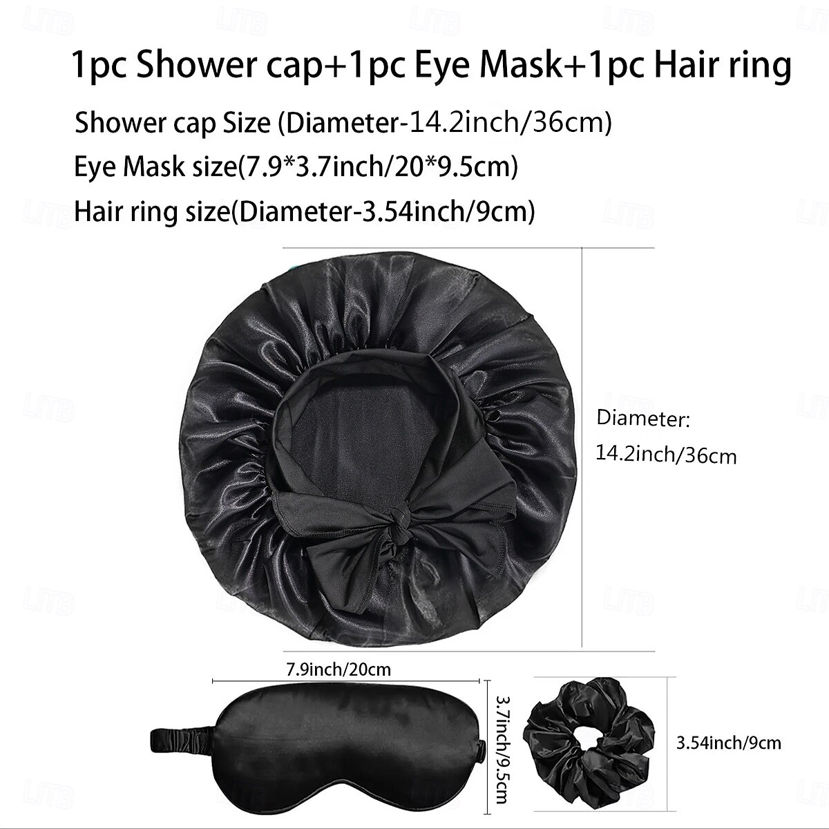 3pcs Eye Mask Hair Band Shower Cap Combo Satin Simulated Silk Elastic Flutter Band Round Cap Shower Cap Bow Shower Cap Anti Fall Sleep Cap Hair Care Cap 2025 - $12.49 –P5