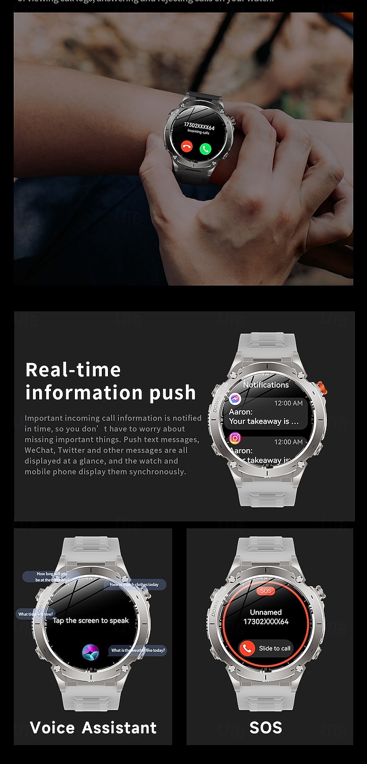 Смарт-часы GPS компас высота на открытом воздухе AMOLED 466*466 HD экран сердечный ритм Bluetooth вызов водонепроницаемые IP68 мужской смарт-браслет подарок на День матери 2026 - $92.99 –P12