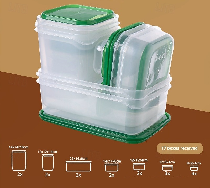 17PCS Food Container Fridge Bins, Leakproof Food Grade Plastic Various Sizes with Lid for Leftover Meals 2025 - $11.99 –P1