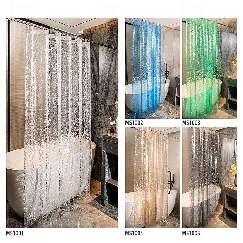 Shower Curtain PEVA Waterproof Mould Proof&Mildew Resistant Bathroom Curtains with Hooks Easy Installation Quick-Drying 180cm*180cm(70"*70") 2025 - $16.99 –P3