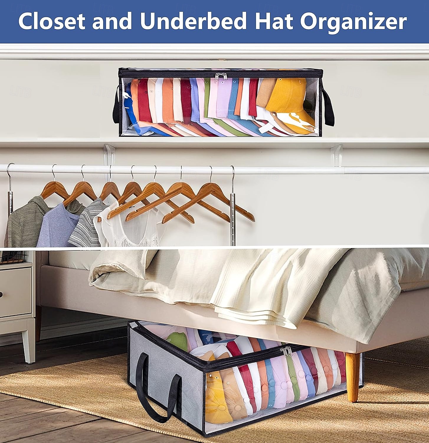 Hat Storage Under Bed Storage for Baseball Caps, Large Holds up to 40 Caps Wide Hat Organizer for Closet Snapback Holder, Grey 2025 - $9.49 –P4