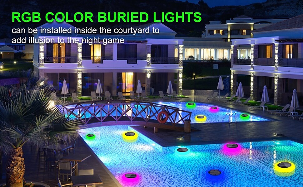 2025年 1 個の LED ソーラー グラウンド ライト 屋外 防水 RGB カラフル ライト プール ライト グラウンド プラグイン デュアル パーパス スプリット デザイン IP65 防水 中庭 庭 芝生 パス プール 噴水 風景 装飾ライト コレクション – $26.99 –P4