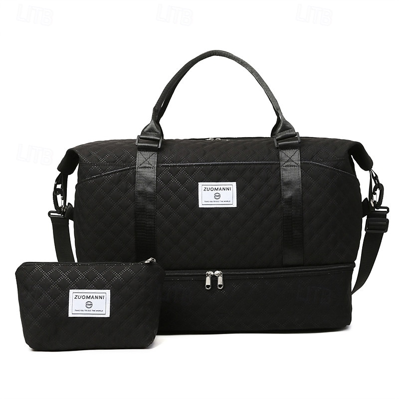 weekendväska reseväska för kvinnor, 2-delad quiltad nattväska med skofack och kosmetikaväska, stor kapacitet handbagage för sjukhus, kort resa, gym, moderskap 2025 - $23.99 –P10