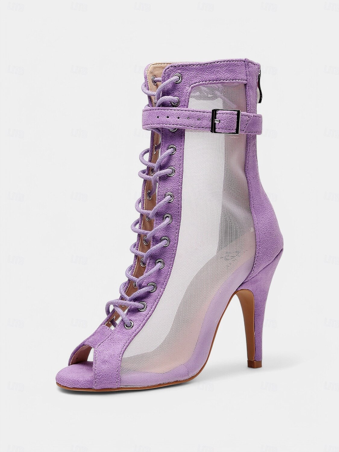 Chaussures de danse latine à lacets en maille violette pour femmes – Chaussures à talons hauts respirantes et élégantes pour la pratique de la salsa et du tango de 2025 ? $64.99 –P1