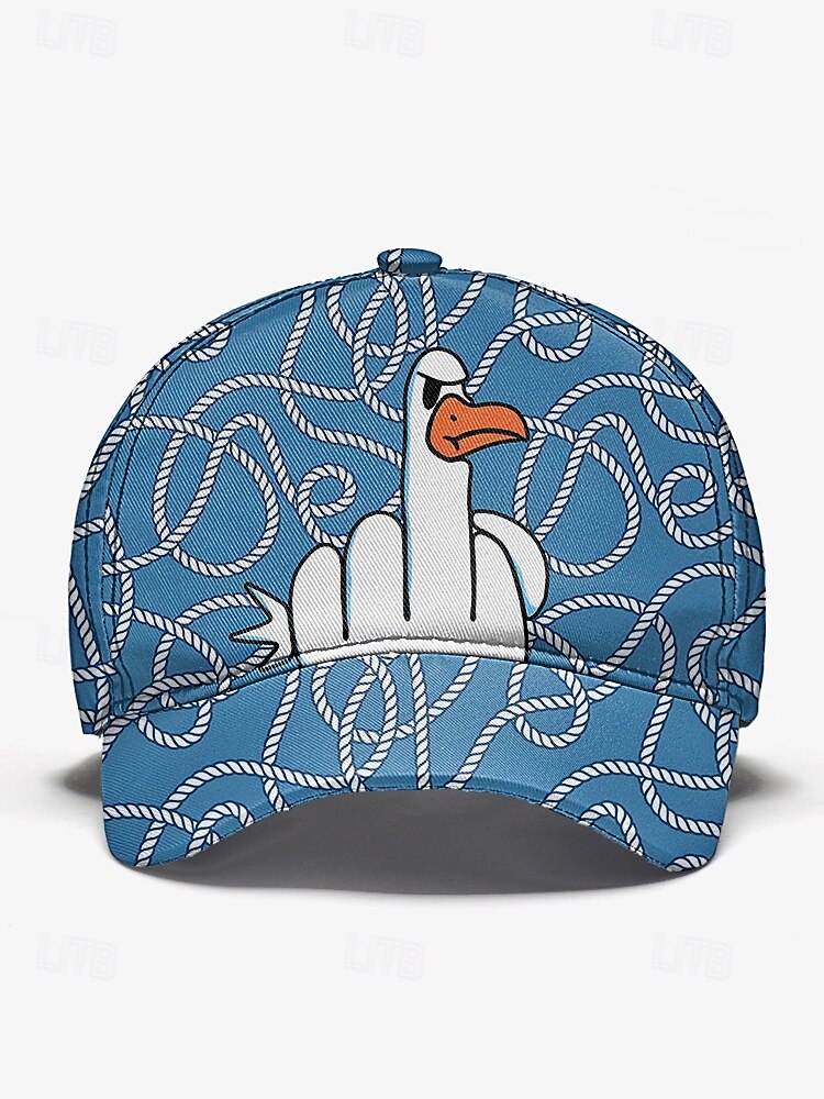 Cappellino da baseball da uomo con stampa di anatra in stile cartoon - design divertente con dito medio, cappellino snapback regolabile, stile casual da strada, adatto per attività all'aperto, viaggi o estive del 2025 a $14.99 –P4