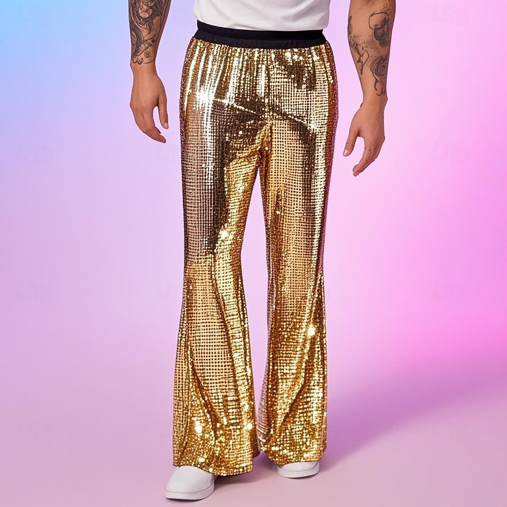 Retro Vintage 1980s Bell Bottom Pants Disco Sequin Bootcut Men's Halloween Carnival Pride Parade Pride Month Adults' Pants All Seasons 2025 - $32.99 –P7