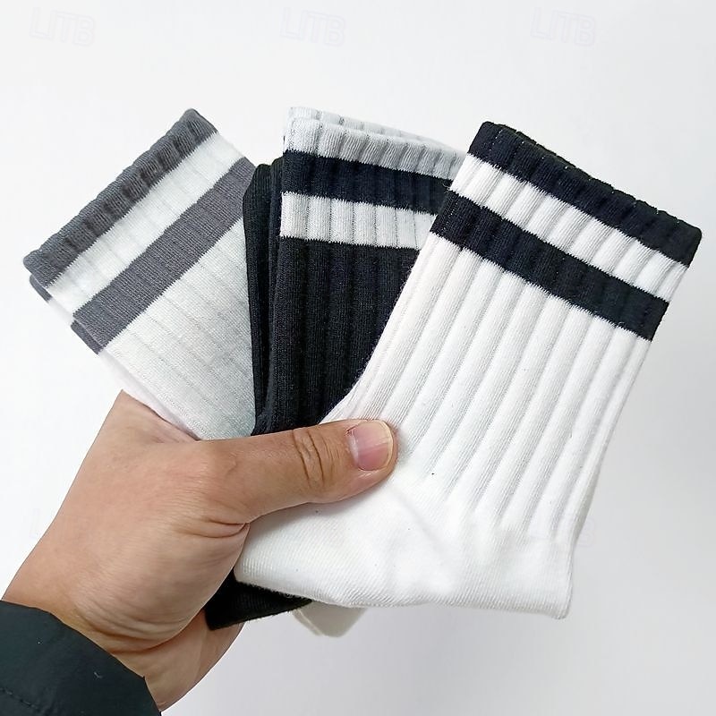 Hombre 5 pares Paquetes múltiples Calcetín Calcetines para correr Calcetines informales Negro Blanco Color Plano Vacaciones Deporte Diario Básico Medio Primavera Otoño Moda Casual 2025 - $7.49 –P3