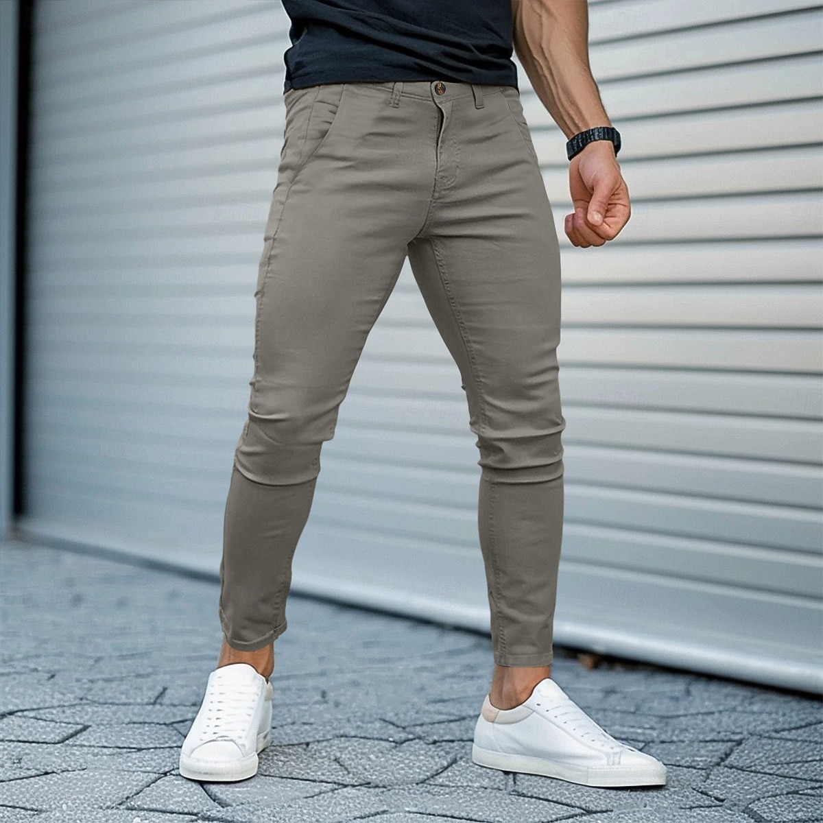 Herren Hose Chinos Sommerhose Freizeithose Fronttasche Einfach Komfort Atmungsaktiv Lässig Täglich Ferien Urlaub Mode Kürbis Schwarz 2026 - $29.99 –P7