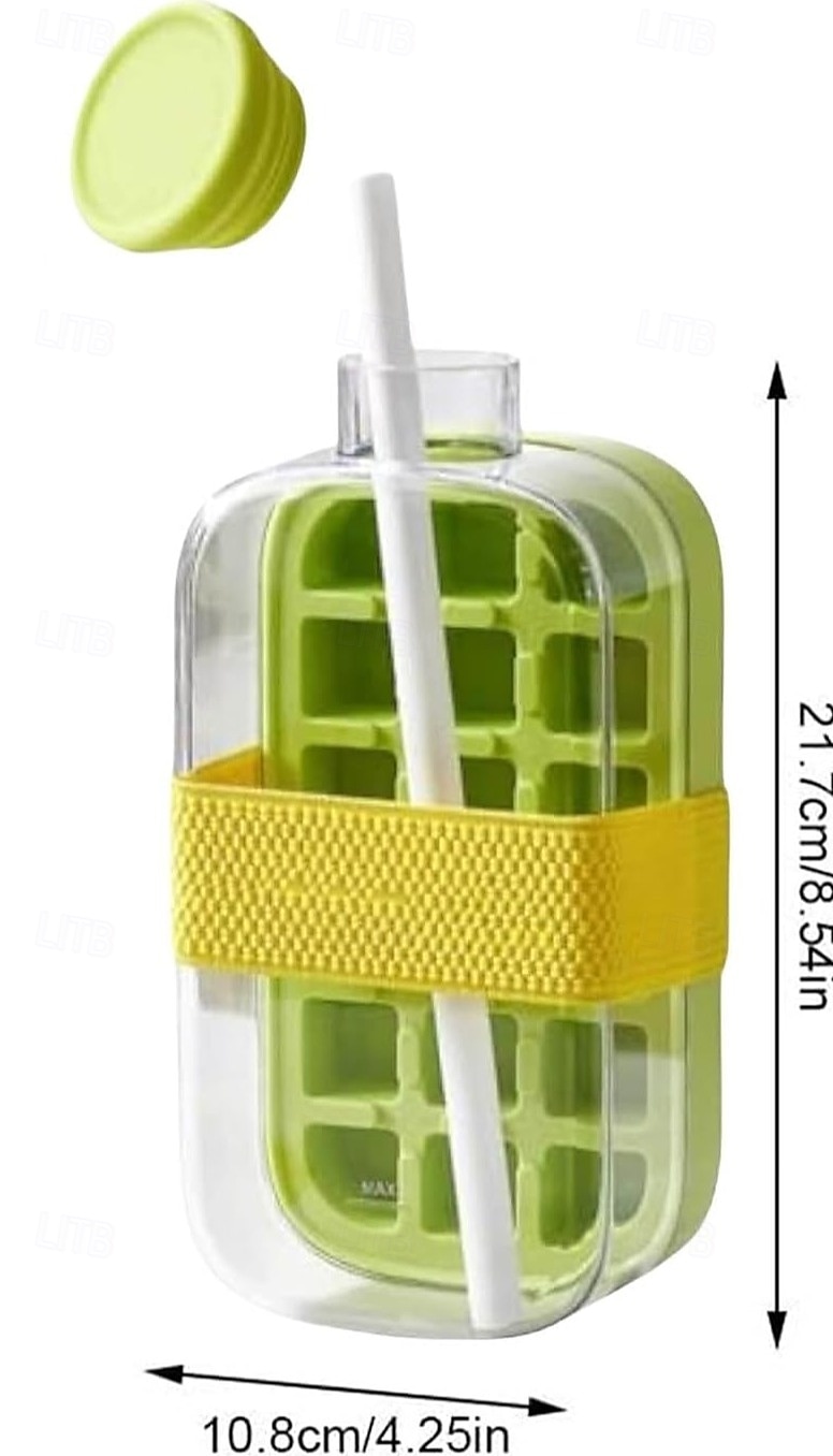 jégpalack csésze 2 az 1-ben érintésmentes, 800 ml-es, jégkockatartó vizespalackok jégkockapalackok szalmával hordozható érintésmentes jégkocka tálcák fedéllel és tárolóval, alkalmas otthoni 2025 - $13.99 –P2