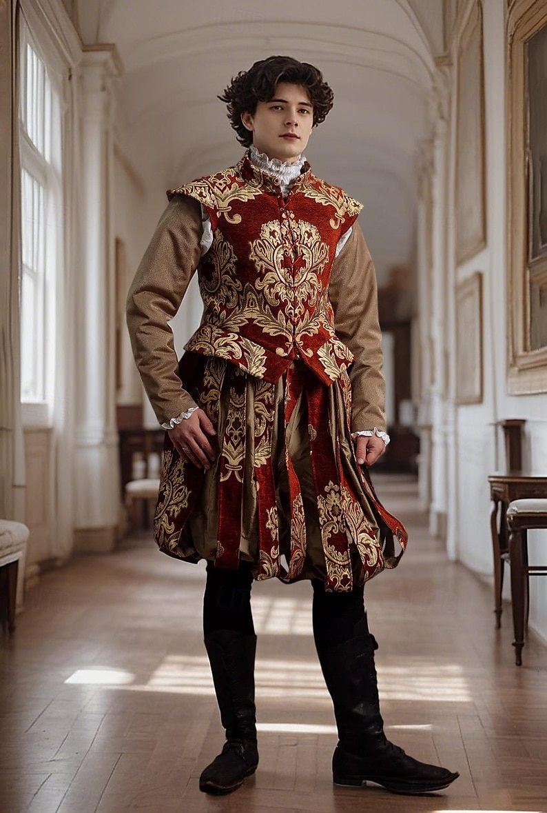 Mittelalterlich Renaissance Outfits Prinz Keltischer Ritter Herren königlich Halloween Karneval Maskerade Leistung LARP Renaissance-Messe Erwachsene Kostüm 2025 - $291.29 –P1
