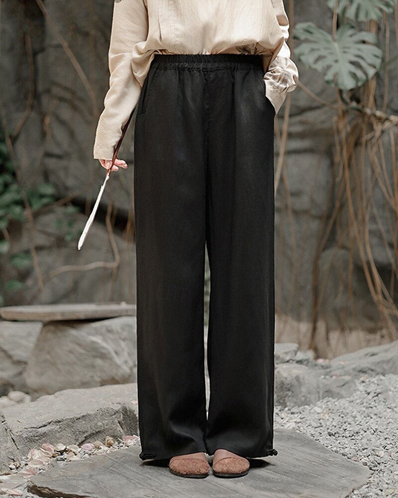 Per donna Gamba larga Pantaloni in cotone e lino Pantaloni Vacanza Moda Lunghezza alla caviglia Misura del girovita medio Semplice Elastico in vita Traspirante Confortevole Micro-elastico Streetwear del 2025 a $47.99 –P10