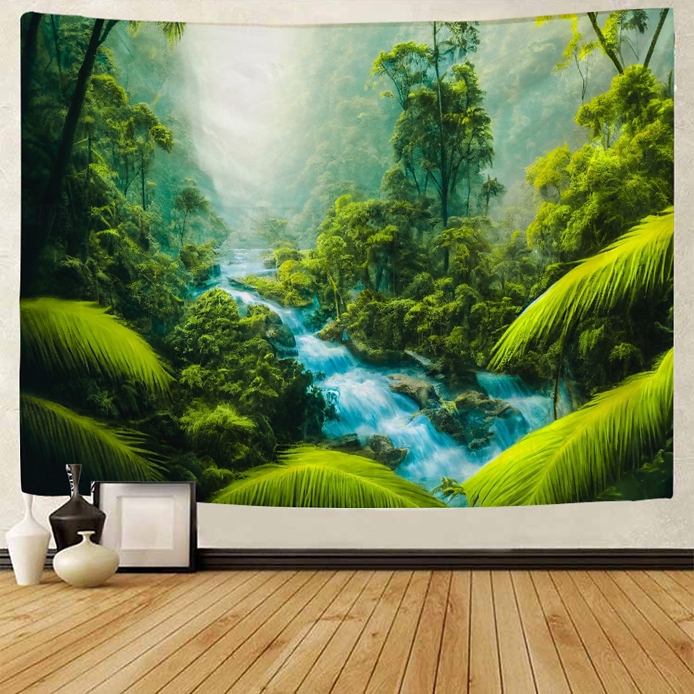 Magnificent Forest Waterfall Landscape Hanging Tapestry Mural Art Large Tapestry Mural Decoration Photos Background Carpet Curtains Home Bedroom Living Room Decoration 2025 - $13.99 –P2