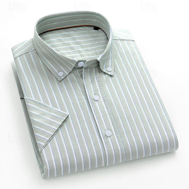 Per uomo Camicie Camicia abbottonata Camicia Oxford Camicia non stirabile Camicia a righe Matrimonio Esterno Verde chiaro Blu Viola chiaro Arancione Manica lunga Colletto alla francese Estate del 2025 a $31.99 –P8