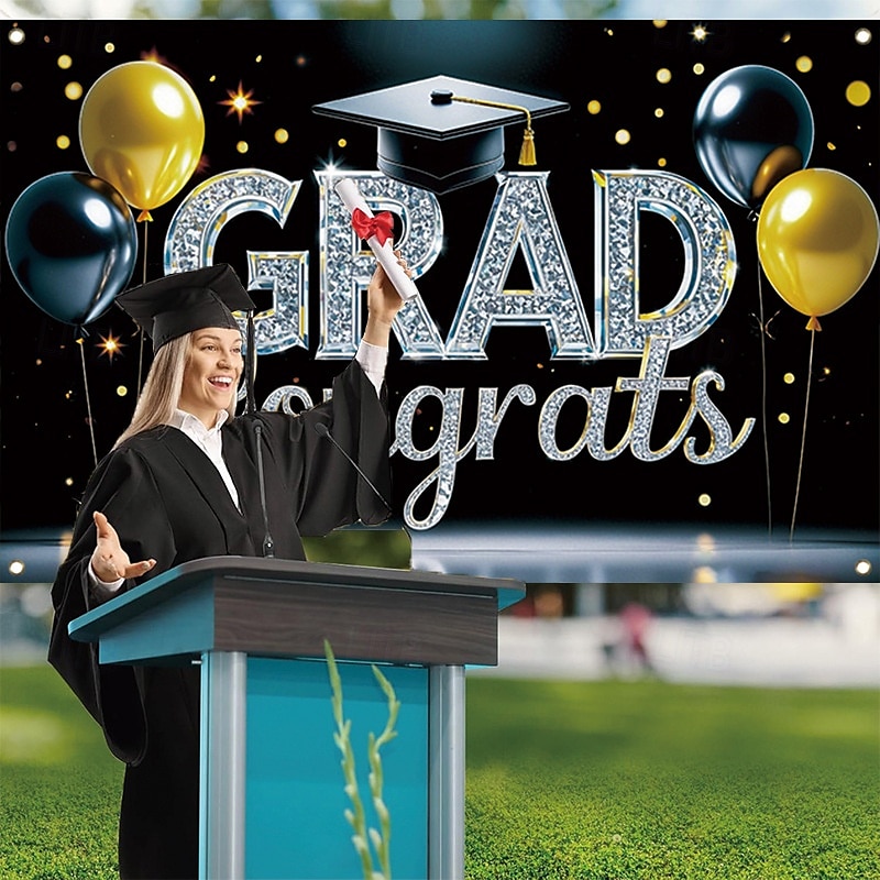 Gefeliciteerd Grad Banner Afstudeerachtergrond Afstudeerdecoraties 2025 Gefeliciteerd Afgestudeerde Banner Grad Decoraties Patio Tuin School 2025 - $13.99 –P3