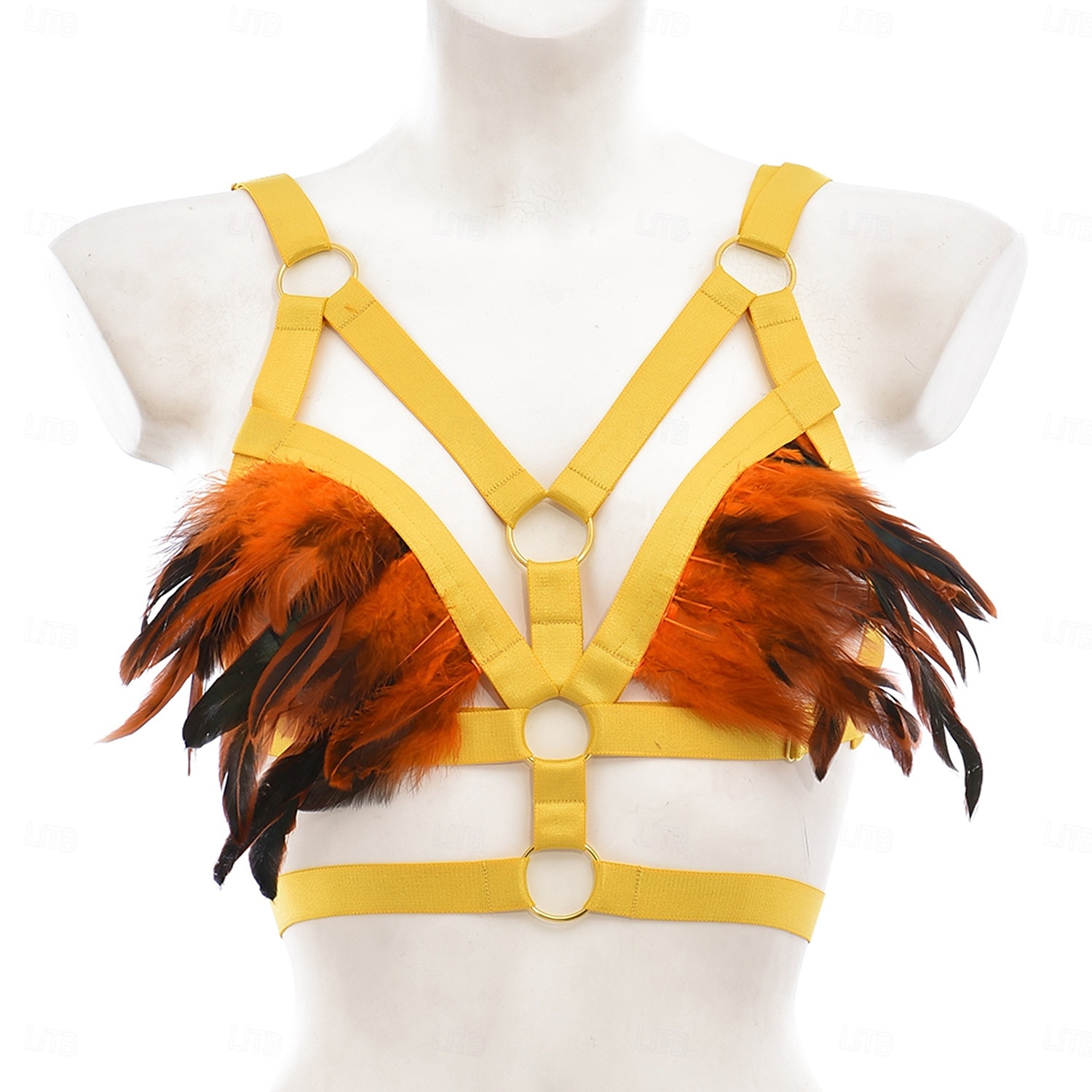 Drag Queen Stolz Regenbogen Feder-Bralette Harness-BH Erwachsene Damen Sexy Kostüm Pride Parade Pride-Monat Halloween Karneval Einfaches Karnevalskostüm 2025 - $20.99 –P9