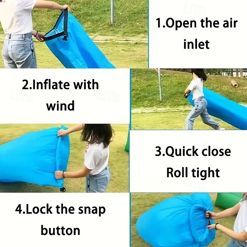 Comfy Inflatable Lounger Sofa 1pc Ultra-Comfy Portable Inflatable Lounger Sofa Bed - Durable Polyester Air Cushion Foldable Ideal for Camping & Beach Relaxation Single Person 2025 - $67.99 –P3