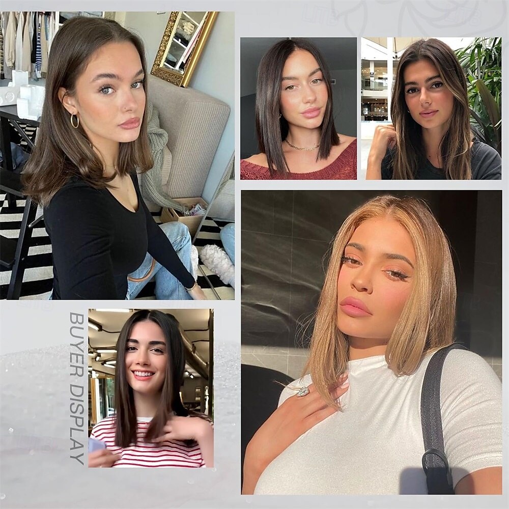 perucas pretas bob perucas retas sem cola para mulheres cabelo sintético resistente ao calor fibra longa bob peruca parte do meio perucas bob naturais perucas de comprimento médio para mulheres 16 de 2025 por $25.99 –P2