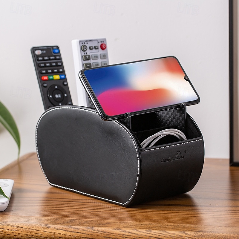Fernbedienungs-Organizerbox aus PU-Leder, multifunktionaler Make-up- und Schreibtisch-Organizer, Aufbewahrungsbox für Zuhause mit Fächern für Wohnzimmer und Schlafzimmer 2025 - $23.99 –P1