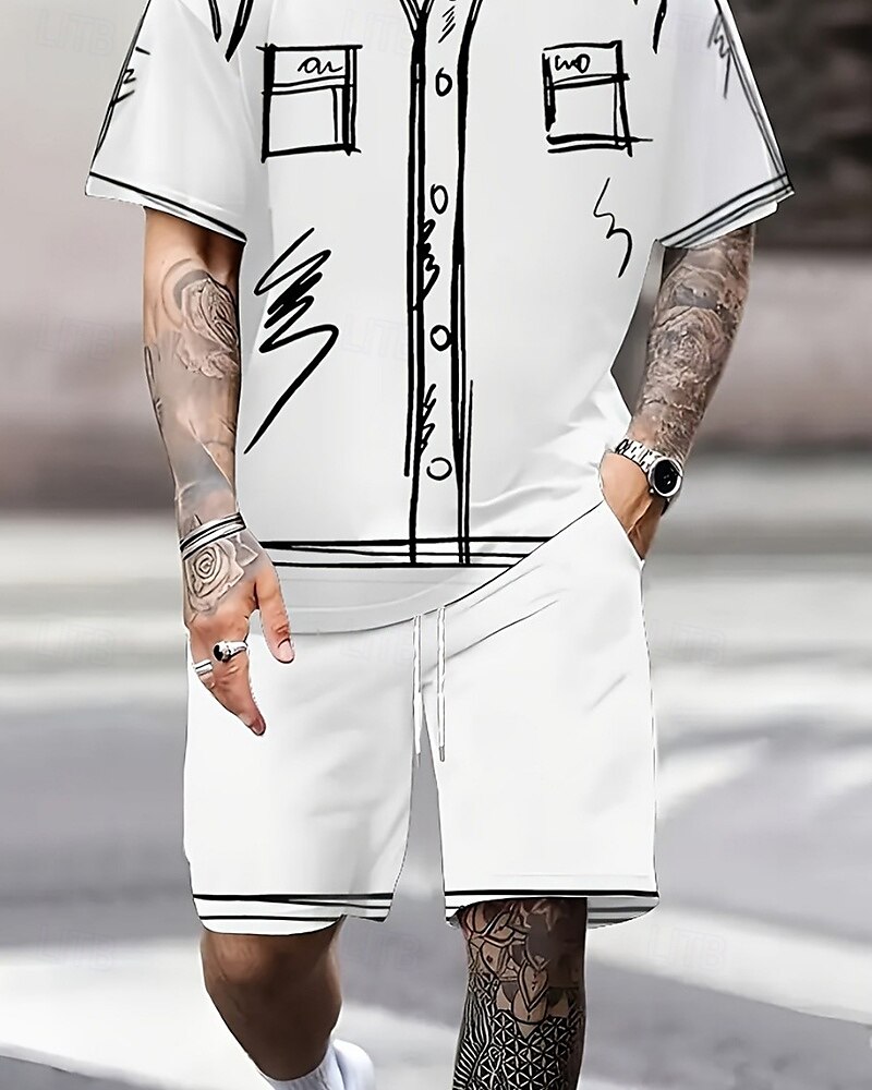 Per uomo Completi T-shirt Outfit 2 pezzi Maglietta e pantaloncini Manica Corta Girocollo Estate Grafico Moda Casual 2 Pezzi Vacanza Abbigliamento quotidiano Uscire Nero Bianco Maglietta Top per Uomo del 2025 a $28.99 –P2