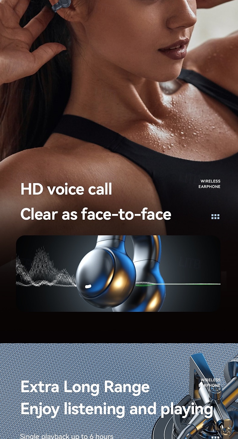 Open Ear Earbuds Wireless Bluetooth Earless Bone Conducting Headphones Wireless Bluetooth Headset Noise Cancelling Bone Earphones Waterproof Air Bone Conduction Headphone Not in Ear Open Ear Buds 2026 - $33.99 –P8