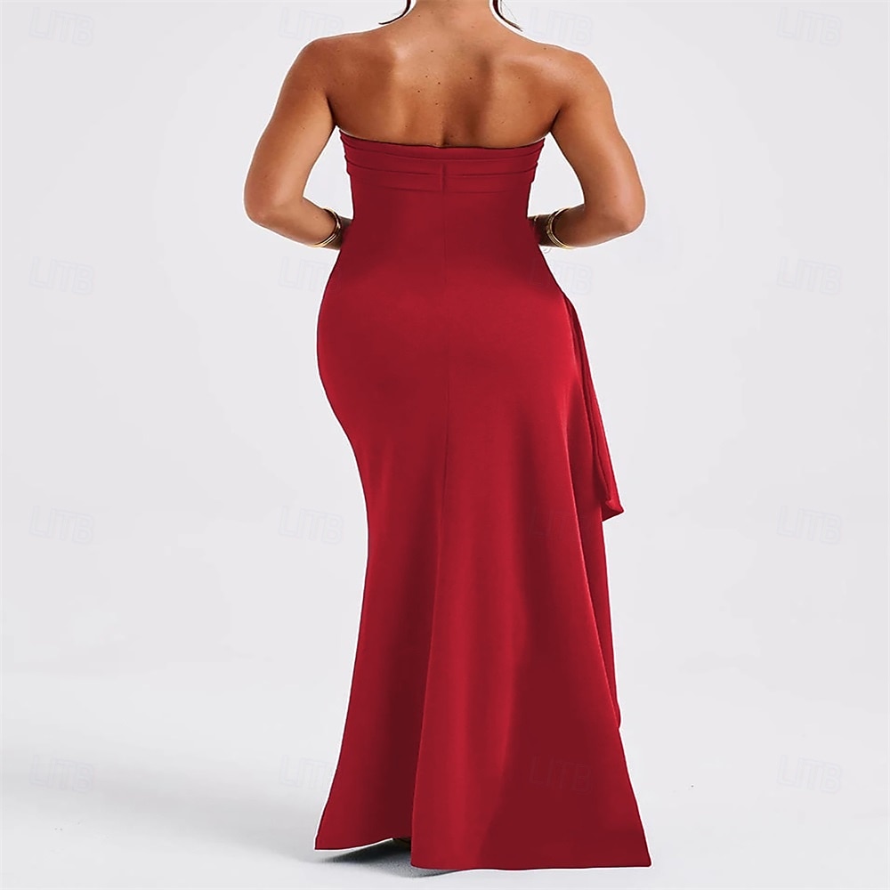 Marlene trubkové párty šaty elegantní šaty svatební svatební hosté podlahová délka bez rukávů bez ramínek polyester bez zad s rozparkem 2025 - $99.99 –P16