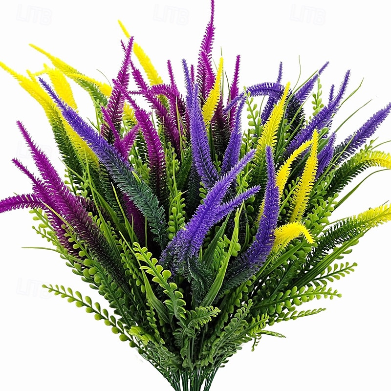 6 maços de flores artificiais para áreas externas - arbustos de plástico falsos resistentes a raios UV, plantas artificiais - vasos de flores para janelas de jardim externo, varanda, decoração de de 2025 por $15.49 –P1