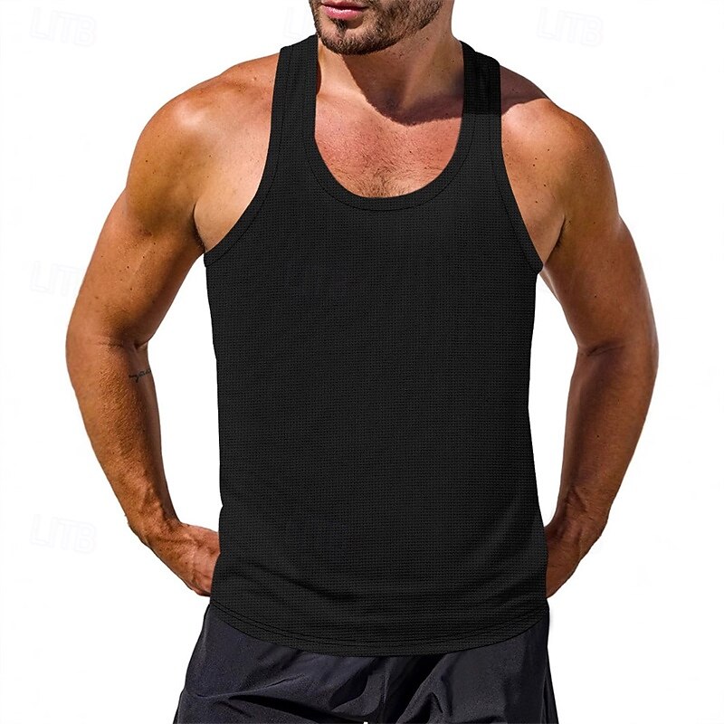 Men's Tank Top Vest Top Undershirt Sleeveless Shirt Sleeveless Crew Neck Summer Plain Fashion Designer Basic Classic Vacation Street Going out Black White Wine Top Tee for Men 2025 - $12.49 –P3