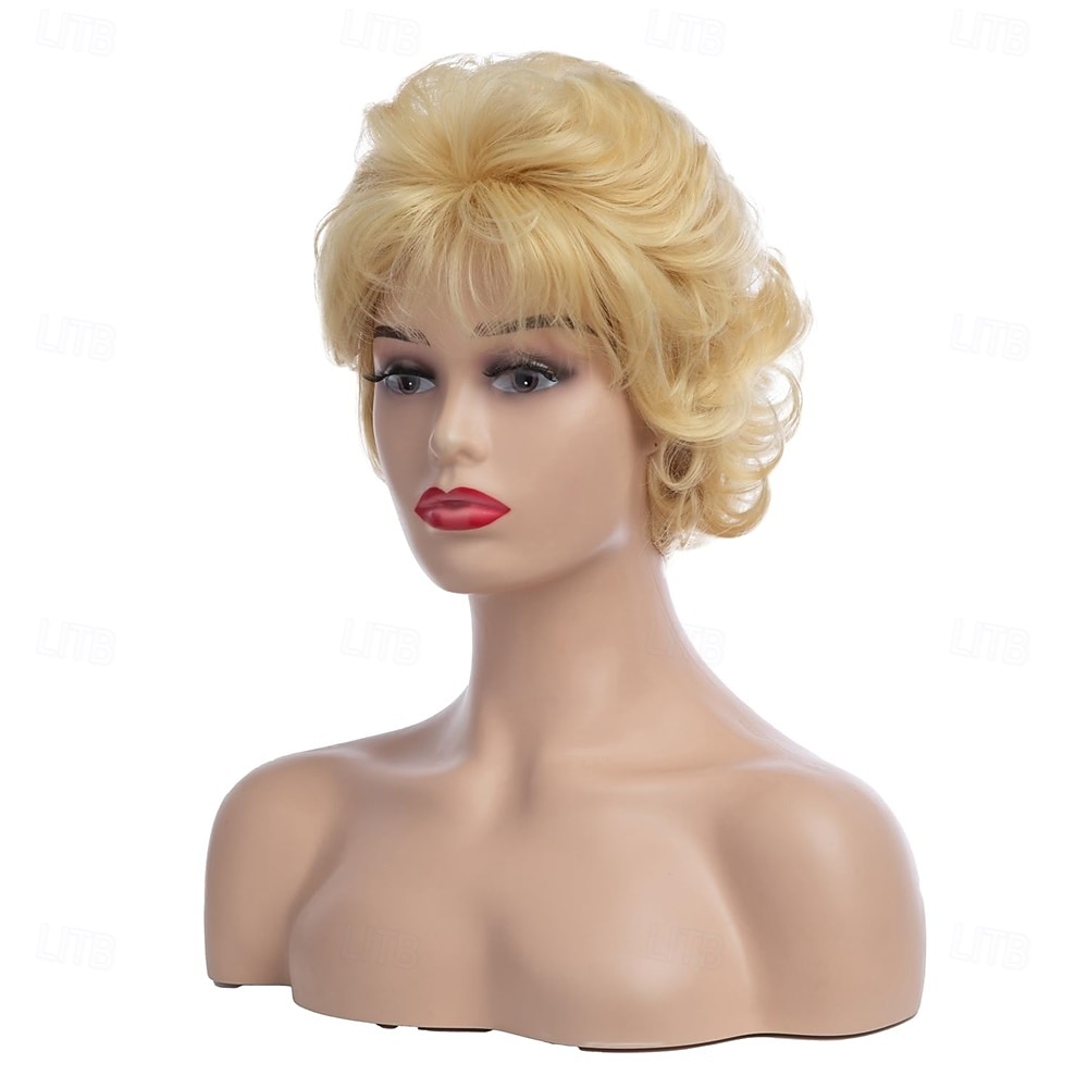krótkie blond peruki dla kobiet krótkie fryzury pixie kręcone włosy peruka puszyste naturalne wyglądające syntetyczne włosy codzienne peruki 2026 - $25.99 –P12