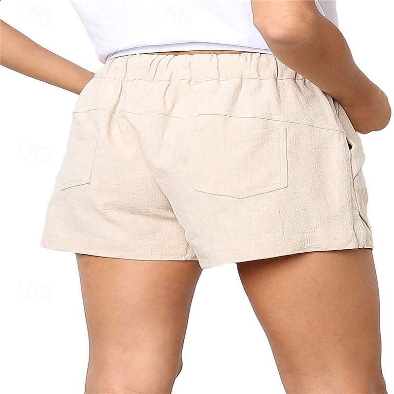 Dámské šortky baggy kalhoty chinos móda streetwear základní krátké vysoký pas jednobarevné kapsy elastický pás pohodlné měkké mikroelastické venkovní ulice černá khaki světle modrá šedá léto 2025 - $15.99 –P6