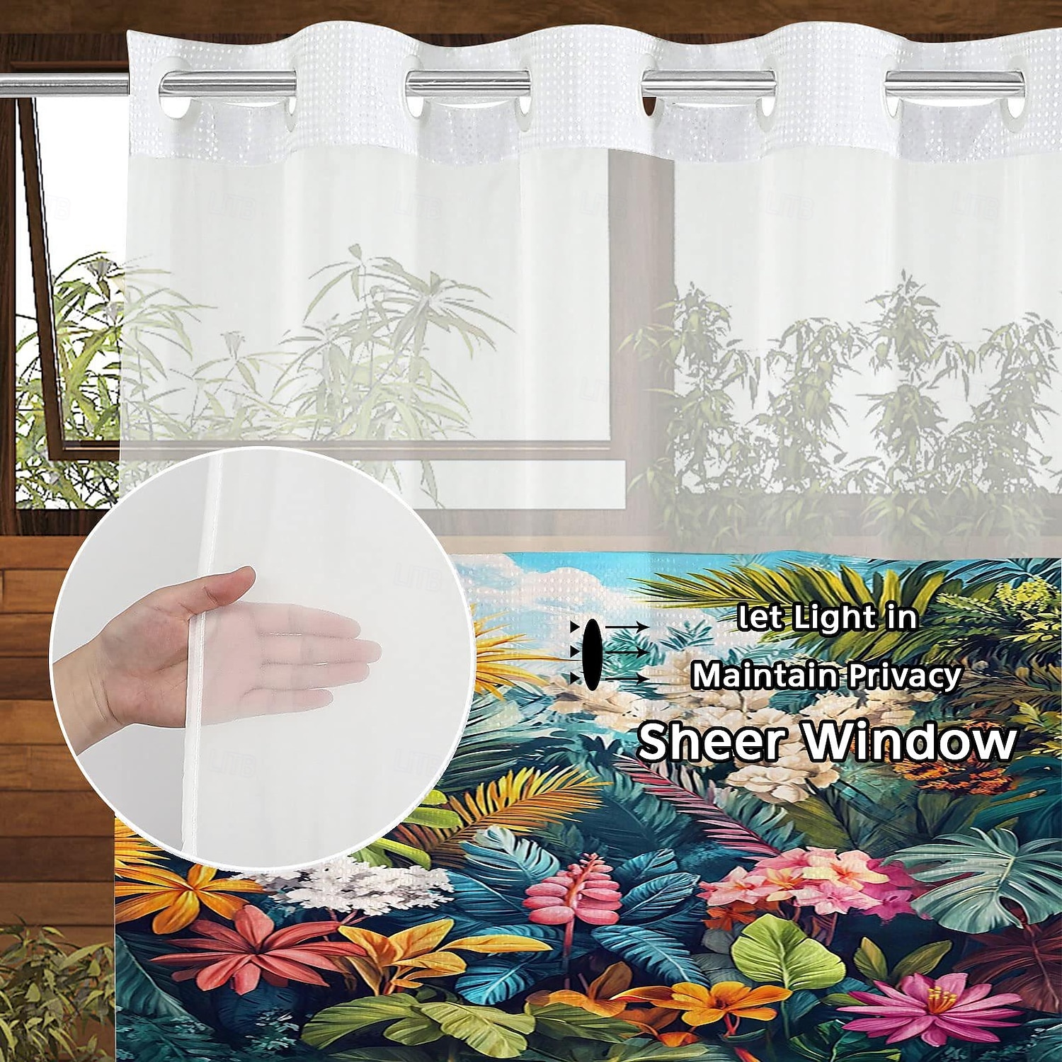 Duschdraperi med Krok 180cm*180cm(70"*70") Polyester Maskintvättbar Vattentät Tropisk Regnskog Blommig Mönster 2025 - $34.99 –P9