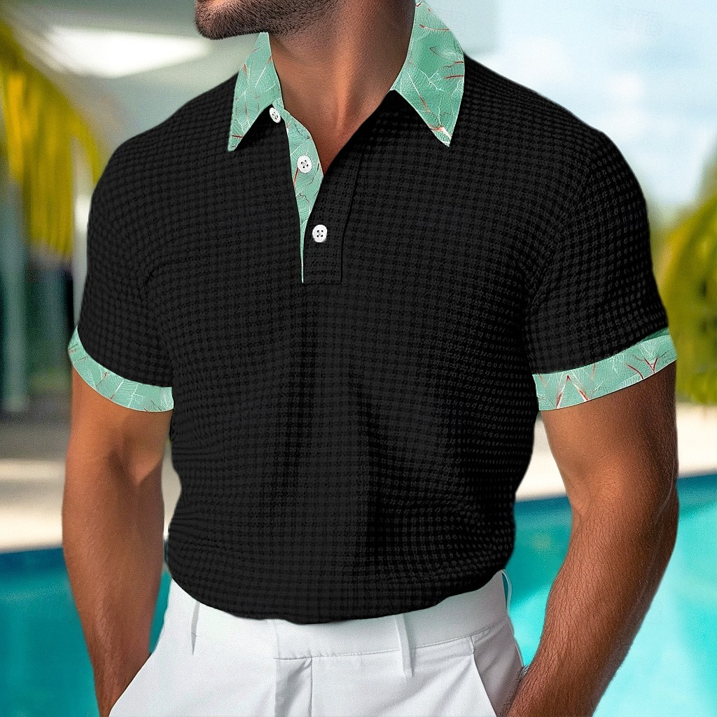 Per uomo Testurizzato Maglia da golf Affari Casuale Classico Manica Corta Moda Moderno Tinta unica Hawaii Bottoni Estate Primavera Vestibilità regolare Nero Bianco Verde Cachi Testurizzato del 2026 a $22.99 –P5