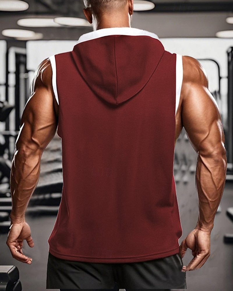 Hombre Camiseta sin mangas Top Camisetas Interiores Camisa sin mangas Sin Mangas Con Capucha Verano Bloque de color Moda Design Básico Retazos Vacaciones Calle Noche Negro Blanco Rojo Camiseta 2025 - $20.99 –P10