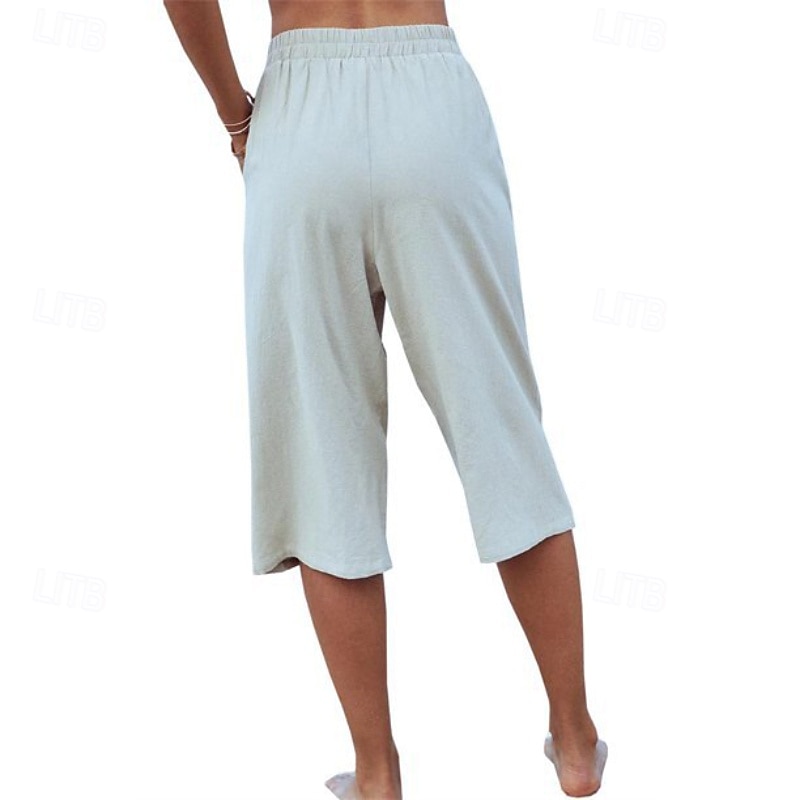 Damen Kunstbaumwollleinen Caprihose Stoffhosen Lässig Wadenlang Natürliche Taille Einfach Tasche Elastischer Bund Außenbereich Bequem Urlaub Straße Wein Grau Schwarz Rosa Sommer Normale Passform 2026 - $17.49 –P4
